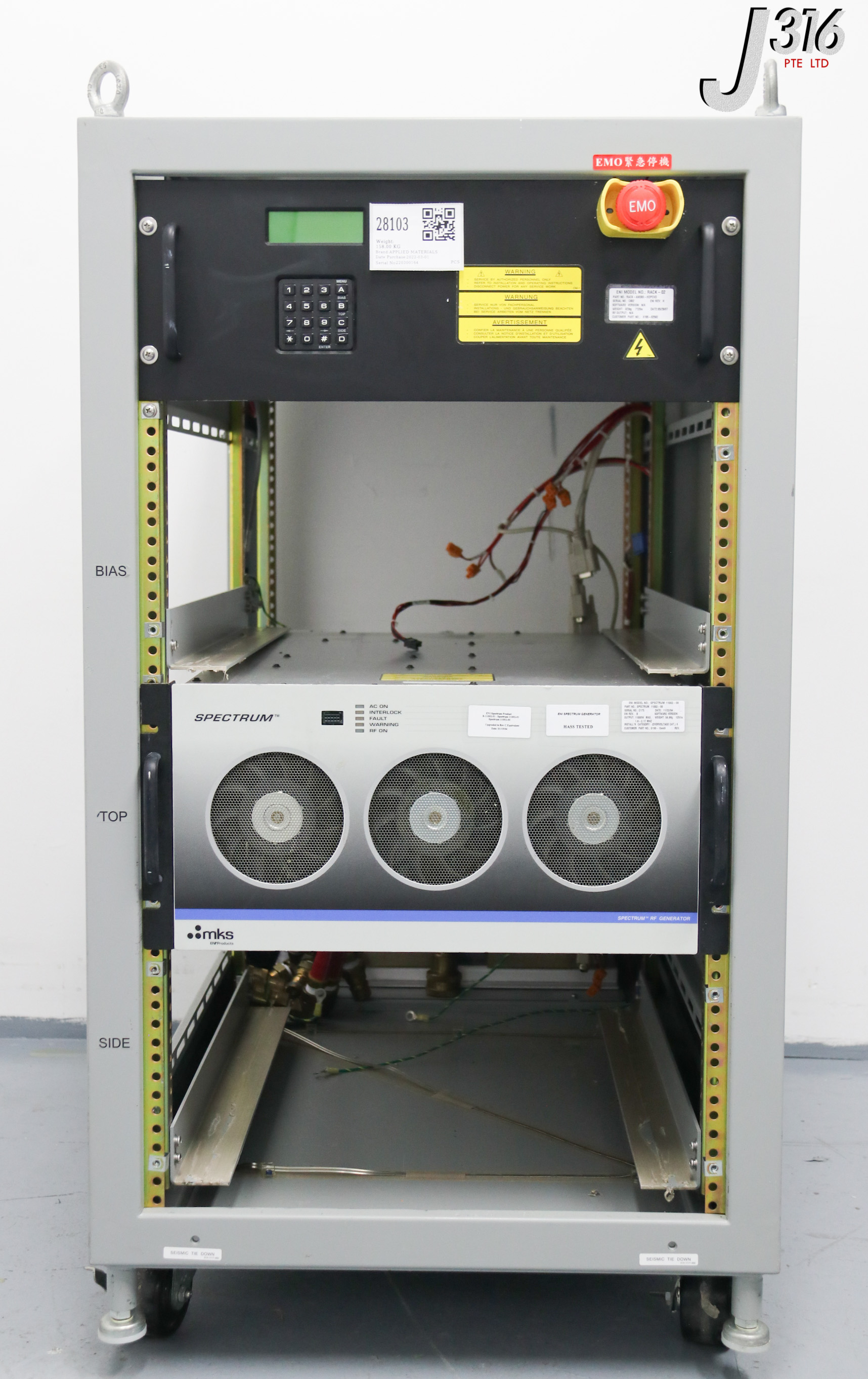 28103 APPLIED MATERIALS ENI MKS RF GENERATOR RACK W/ SPECTRUM